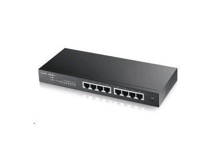Zyxel GS1900-8 8-portový stolový gigabitový webový inteligentný prepínač: 8x Gigabit metal, IPv6, 802.3az (zelená), bez GS1900-8-EU0102F
