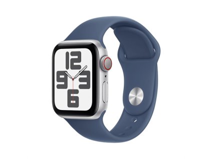 Apple Watch SE GPS + Cellular 40mm Silver Aluminium Case with Denim Sport Band - S/M MXGF3QC/A
