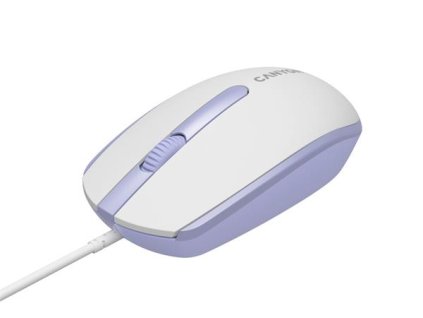 Canyon M-10, symetrická optická myš s efektom hladkého posuvu, USB, 1.000 dpi, 3 tlač, bielo-fialová CNE-CMS10WL