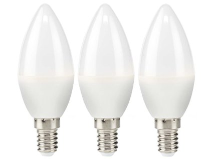 NEDIS LED žárovka E14/ svíčka/ 2,8 W/ 220 V/ 250 lm/ 2700 K/ teplá Bílá/ matná/ 3 kusy LBE14C351P3