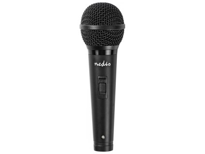 NEDIS kabelový mikrofon/ Kardioid/ odnímatelný kabel 5m/ 600 Ohm/ -72 dB/ jack 6.35 mm/ vypínač/ ABS/ černý MPWD25BK