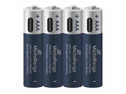 MEDIARANGE Batérie nabíjateľné AAA, USB-C, 4ks MRBAT160