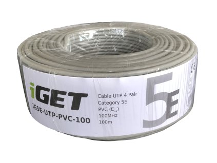 Inštalačný kábel iGET CAT5E UTP PVC Eca 100m/rola, kábel drôt, s triedou reakcie na oheň Eca 84005011