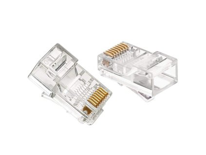 Konektor RJ45 nestíněný UTP CAT6 krimpovací pro kulaté kabely, balení 10ks - RJ45 8P8C 8 pinů - Nestíněný konektor srj45-c6-10