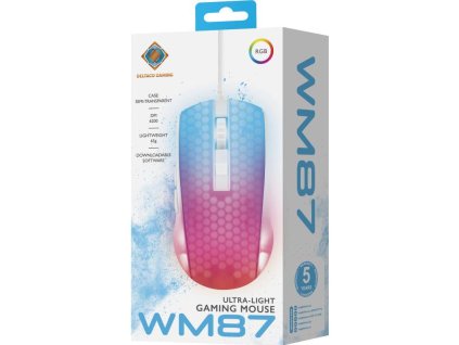 DELTACO GAMING WM87, Myš, USB, biela
