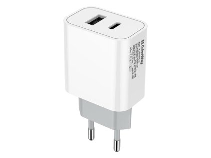 COLORWAY 1x USB a 1x USB-C/ síťová nabíječka/ 20W/ 100V-240V/ Bílá CW-CHS025QPD-WT