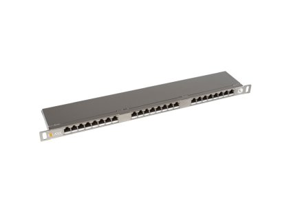 Solarix Patch panel 24xRJ45 CAT5E STP s vyvazovací lištou nerez 0,5U SX24HD-5E-STP-SL 24000145
