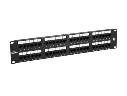Solarix 19" Patch panel 48 x RJ45 CAT5E UTP 150 MHz černý 2U, SX48-5E-UTP-BK 24000480