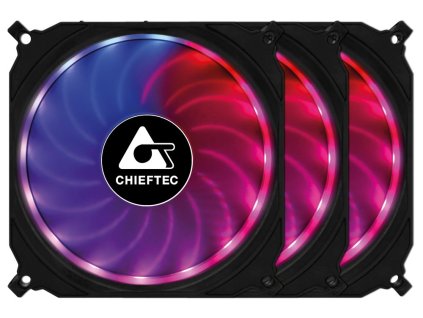 CHIEFTEC sada ventilátorů Tornado / 3x 120mm fan / RGB LED / RGB ovladač / Dálkové ovládání / ultratichý 16 dBa CF-3012-RGB