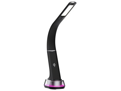 IMMAX LED stolní lampička CORELLA/ Qi nabíjení/ 7W/ 5V/2,1 A/ RGB podsvícení/ stmívatelná/ USB/ černá + stříbrné prvky 08973L