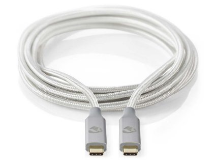 NEDIS PROFIGOLD USB-C/USB 3.2 Gen 2x2 kabel/ USB-C zástrčka - USB-C zástrčka/ nylon/ stříbrný/ BOX/ 2m CCTB64020AL20