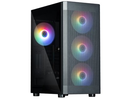 Zalman skříň i4 TG / Middle Tower / 4x 140 mm RBG LED fan / 2x USB 3.0 / 1x USB 2.0 / mesh panel / tvrzené sklo / černá i4 TG Black