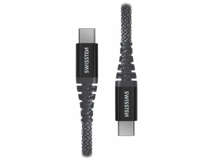 Swissten Datový kabel KEVLAR USB-C / USB-C 1,5 M, 60W, antracit 71542010