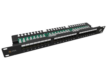 Solarix Patch panel 24x RJ-45 Cat5e UTP s vyvazovací lištou 1U SX24L-5E-UTP-BK-N 24000030