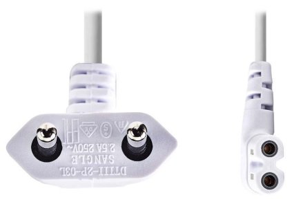 NEDIS napájecí kabel pro adaptéry/ Euro zástrčka - konektor IEC-320-C7/ úhlový-úhlový/ dvoulinka/ bílý/ bulk/ 3m CEGL11055WT30