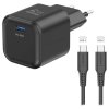 Swissten síťový adaptér gan 1x usb-c 35w power delivery černý + datový kabel usb-c/usb-c 1,2 m černý 22070230
