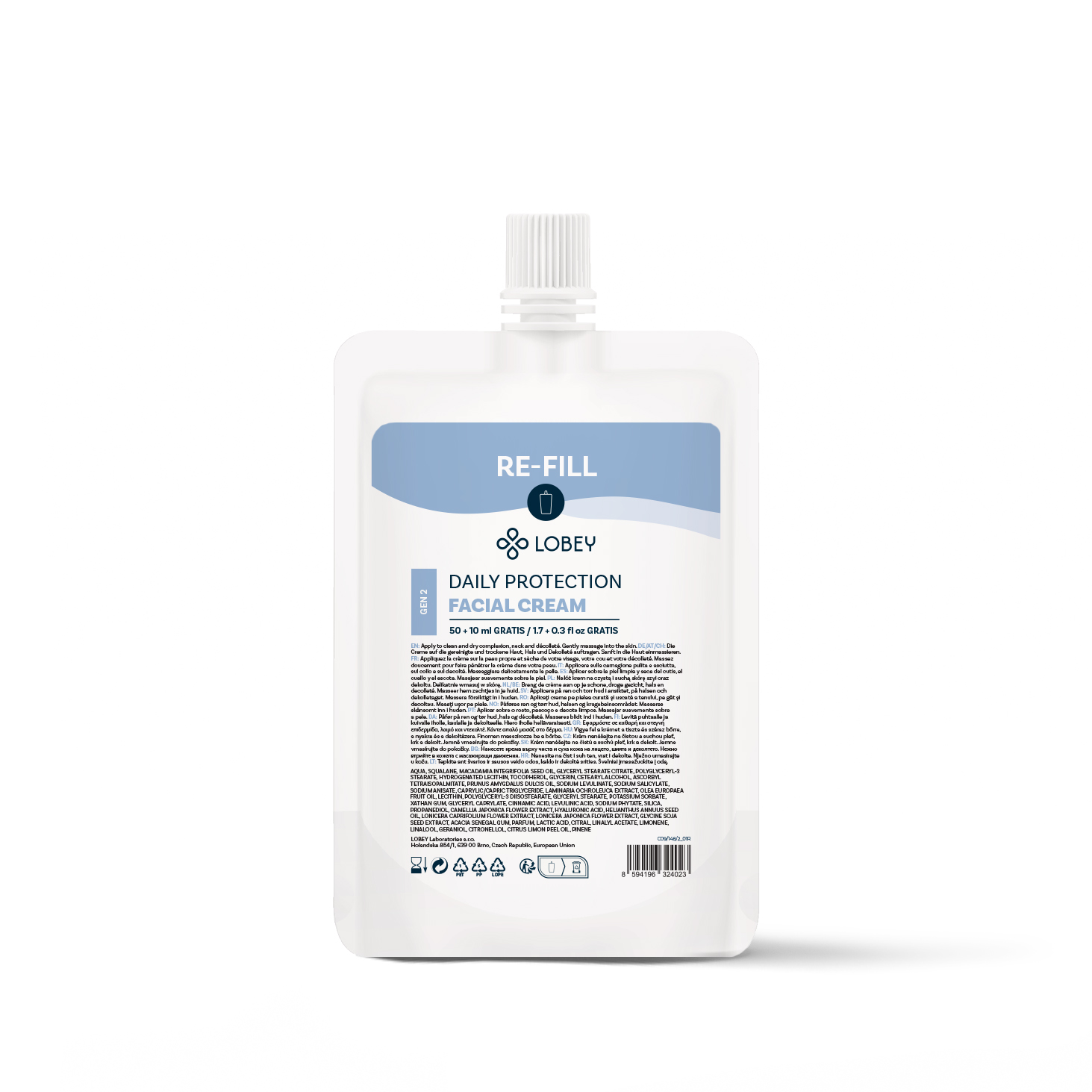 LOBEY® Classic Náhradná náplň Denný ochranný pleťový krém 50 ml + 10 ml GRATIS