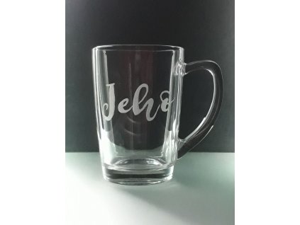 Hrnek skleněný na čaj 250ml - Jeho - ručně ryté (broušené) dárková krabička