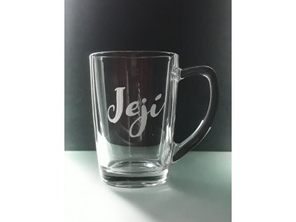 Hrnek skleněný na čaj 250ml - Její - ručně ryté (broušené) dárková krabička