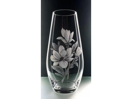 křišťálová váza 20cm s rytinou květin - ručně ryté (broušené), dárek pro ženu