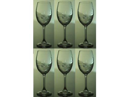 sklenice na víno 6ks Lara 350ml s rytinou bobule - ručně ryté (broušené)