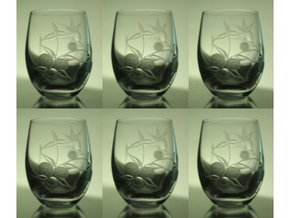sklenice na likér 6ks club 60ml s rytinou bobule - ručně ryté (broušené)