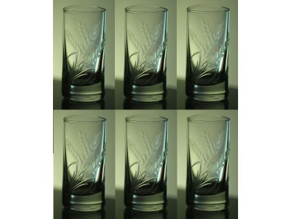 skleničky na likér 6ks Barline 35ml s rytinou klasů  - ručně ryté (broušené), dárek pro zemědělce