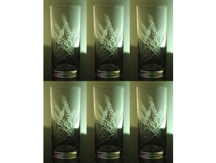 skleničky na pivo 6ks Barline 300ml s rytinou klasů  - ručně ryté (broušené), dárek pro zemědělce