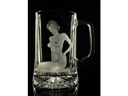 půllitr s aktem  - ručně ryté (broušené) luxusní dárek pro chlapa