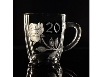 Hrníček 250ml, k 50 narozeninám - ručně ryté (broušené), dárková krabička
