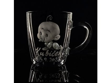 Hrníček 250ml, památeční pro novorozence  - ručně ryté (broušené) dárek pro novorozence