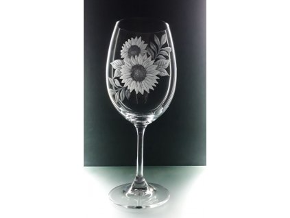 sklenice 1ks na víno Lara 450ml s rytinou slunečnice