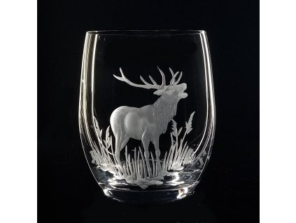 sklenice na whisky 300ml 1ks s jelenem - ručně ryté (broušené) dárková krabička