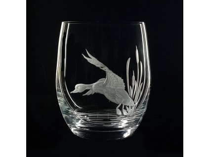 sklenice na whisky 300ml 1ks s kachnou - ručně ryté (broušené) dárková krabička