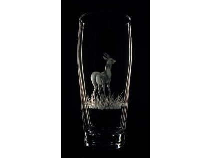 půllitr (štuc) se srncem  - ručně ryté (broušené), dárková krabička, dárek pro myslivce