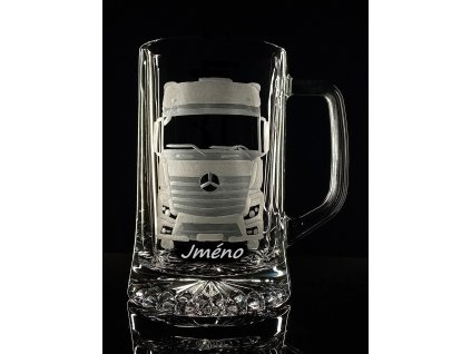 půllitr s kamionem - ručně ryté (broušené) dárek pro kamioňáka s vaším jménem
