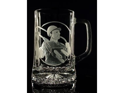 půllitr pro elektrikáře  - ručně ryté (broušené)