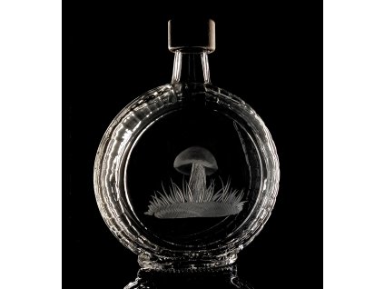 dárek pro houbaře, lahev 700ml  s kozákem  - ručně ryté (broušené) dárková krabička, dárek pro houbaře