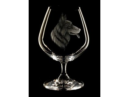 sklenice na brandy 350ml Lara Německý Ovčák  - ručně ryté (broušené), dárková krabička