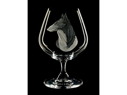 sklenice na brandy 350ml Lara, Krátkosrstá kolie  - ručně ryté (broušené), dárková krabička
