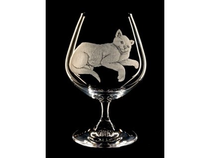 sklenice na brandy 350ml Lara rytinou kočky  - ručně ryté (broušené), dárková krabička
