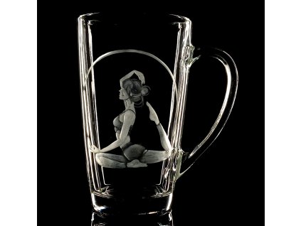 Hrníček na čaj (latte) 350ml Yoga  - ručně ryté (broušené), dárková krabička