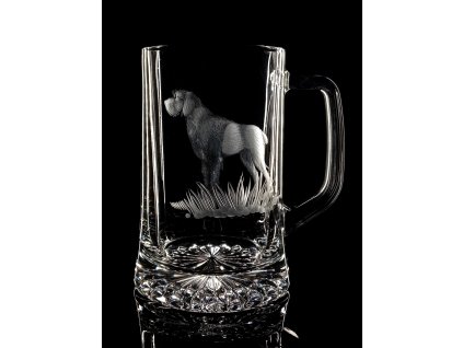 půllitr s Českým Fouskem  - ručně ryté (broušené), dárek pro myslivce