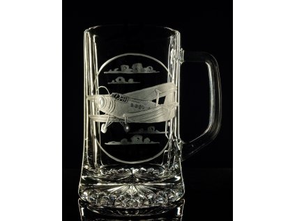 půllitr s letadlem Antonov An-2 Andula  - ručně ryté (broušené)