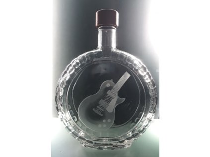 lahev na kořalku 0,5l s rytinou kytary tipu Les Paul - ručně ryté (broušené) dárková krabička, dárek pro hudebníka