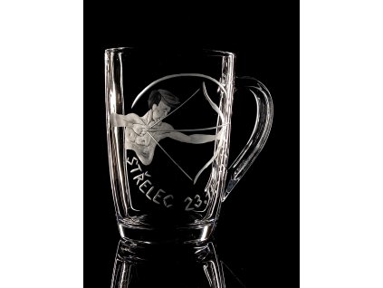 Hrneček 250ml znamení Střelec  - ručně ryté (broušené) dárková krabička