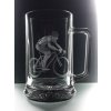 půllitr s cyklistou  - ručně ryté (broušené) dárek pro cyklisty
