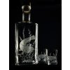 lahev na slivovici 0,5l + 2ks likér 35ml s rytinou sumce  - ručně ryté (broušené) dárková krabička, dárek pro rybáře