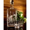 lahev na slivovici 0,5l + 2ks likér 35ml s rytinou sumce  - ručně ryté (broušené) dárková krabička, dárek pro rybáře
