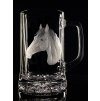 půllitr s koněm, hlava koně  - ručně ryté (broušené)